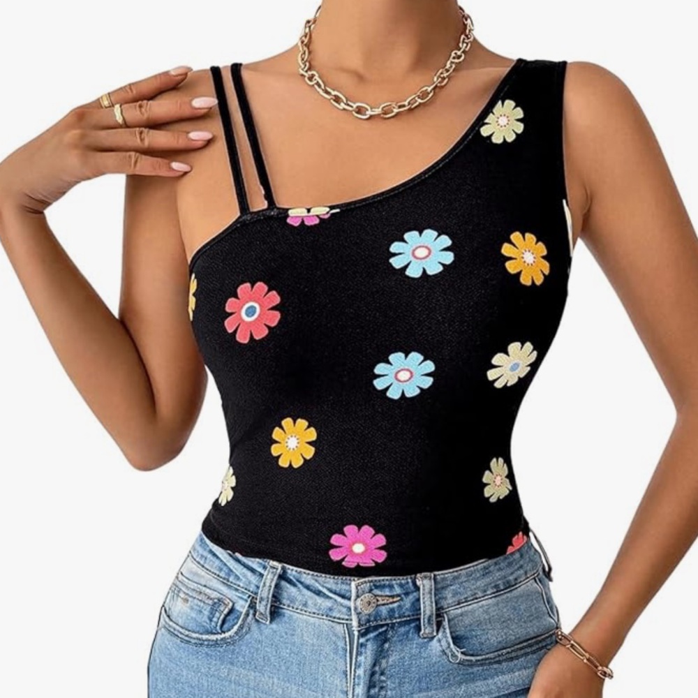 Floral Black Women's Top